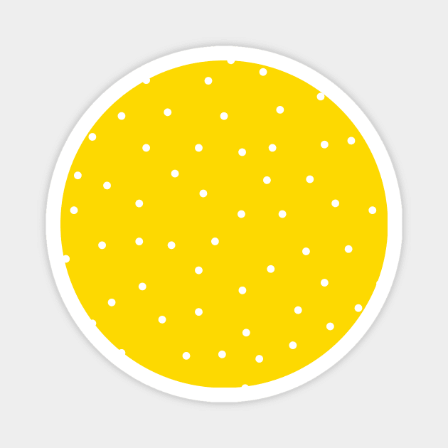 White Polka Dots on Yellow Background Magnet by Lusy